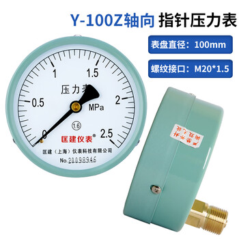 匡建仪表（CONJANT）Y-100Z 轴向压力表 0-2.5mpa指针式 液压水压气压储气罐压力测量