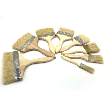 兰诗（LAUTEE）DF-1002 白木柄毛刷 工业用软毛油漆刷子鬃猪毛 2.5寸中档鬃刷10把/盒