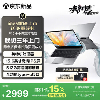 联想(Lenovo)投资品牌 异能者 笔记本电脑 P15H-N 15.6英寸 英特尔处理器 8+512 国家补贴 轻薄性能办公商务本