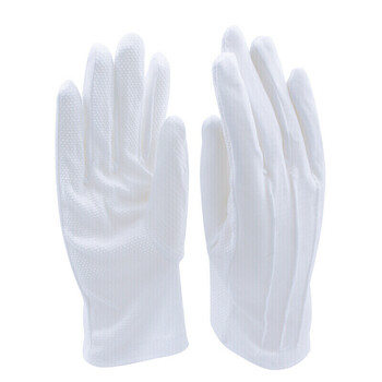 者也（ZYE）礼仪手套 加厚棉汗布劳保手套检阅表演白手套 三筋涤棉点塑10双 