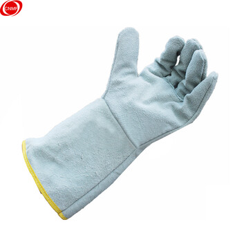 谋福CNMF198电焊手套焊工烧焊机械加固加托耐用耐高温隔热手套 (长款牛皮加固款)