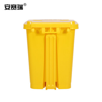 安赛瑞 医疗垃圾桶黄色加厚60L 脚踏垃圾箱卫生桶利器盒 医院诊所实验室废物回收箱 24472