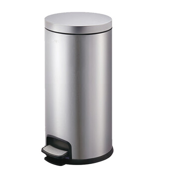 南 SJ30-Y01 南方圆形脚踏桶  砂银钢 商用酒店宾馆客房不锈钢垃圾桶 果皮桶 防指纹房间桶 内桶容量30升