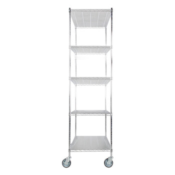 川井（WELLAND）物流台车 车间物料周转车 仓库带轮货架 五层线棒置物架 带轮线网货架45*45*190cm