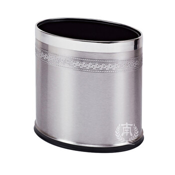 南 GPX-45M 南方椭圆形双层浮雕花房间桶 砂钢回形花 商用酒店宾馆客房不锈钢垃圾桶 房间桶 内桶容量10.33升