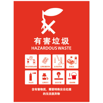 科力邦（Kelibang） 垃圾桶分类标识不干胶贴 上海干湿分类标签贴纸有害可回收标志30*40cm KBT005 四类套装
