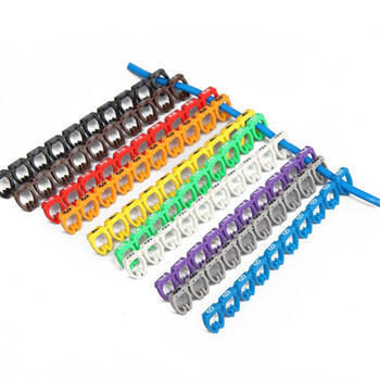 BOWERY卡扣式彩色数字号码管线卡式数字标签线号管电线网线编号标签卡扣0-9线标套管6平方 10条