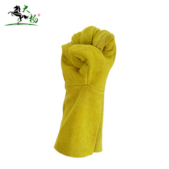 大杨261加长电焊手套 2双 反绒牛皮耐高温隔热阻燃防火花飞溅焊工烧焊劳保手套 定制