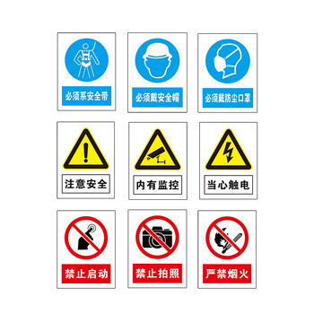 冰禹 BYaf-01  禁止警示牌提示墙贴标识（2张）20*30cm不干胶贴纸  必须佩戴防尘口罩