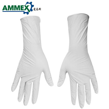 爱马斯（AMMEX）WNL44100一次性丁腈手套白色12英寸定做 中号 1盒（100只）