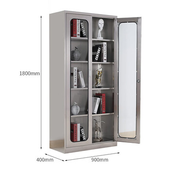 震迪201不锈钢储物柜玻璃门样品展示柜KG100实验室通玻柜