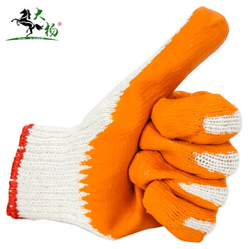 大杨065玻璃厂板胶手套10双 工地耐磨防滑轻微防割涂层劳保手套