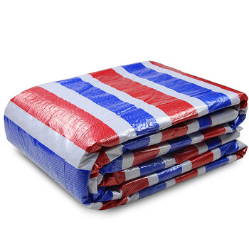 者也 三色彩条布防水防晒加厚双面覆膜防雨布装修户外遮阳布防尘塑料油布雨棚篷布花雨布 8*30米