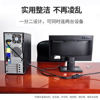 同为（TOWE）国标10A转C13一分二机房服务器电源线 TW-F-10G10/2C13 2M