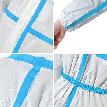 旷尔 无纺布防护服 一次性隔离服带帽连体防飞沫实验室车间工作服隔离衣【隔离服+防护镜+面屏+鞋套 XL码】