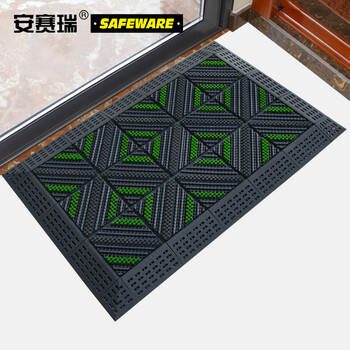 安赛瑞 室外镂空除尘地垫 EVA拼接除尘地垫 拼接式刮泥防滑脚垫 三刷灰底两绿中灰 90×150×2.5cm 23421