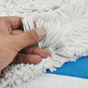 益美得 镀锌铁杆90cm大号平板拖把办公商用地拖棉线拖把物业保洁排拖尘推 分类款蓝色