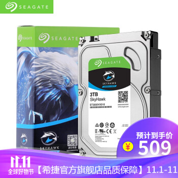 希捷(SEAGATE)监控级硬盘1T/2T/3T/4T/6T/8T/10T/12T/14T 酷鹰系列 3TB(ST3000VX010)