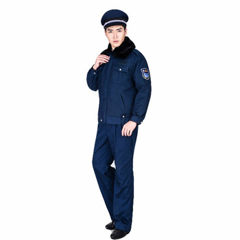 劳保佳 多功能工作服棉衣 保安户外巡逻大衣 加厚保安冬季防寒服套装 蓝灰冬裤 185