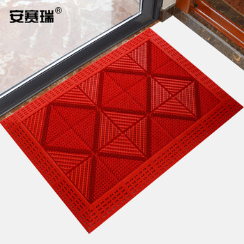 安赛瑞 室外镂空除尘地垫 EVA拼接除尘地垫 拼接式刮泥防滑脚垫 单刷红刷红底 60×120×2.5cm 23346