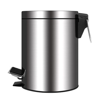 庄太太【12L-25*39cm】不锈钢脚踏带盖防滑厨房垃圾桶