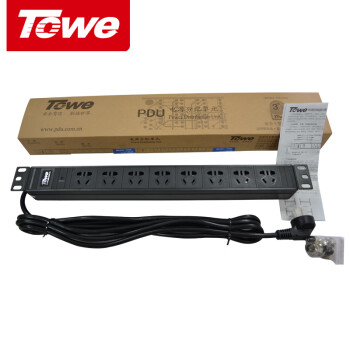 同为（TOWE）10A工业用PDU机柜插座插排8位10A国标五孔2米线排插线板