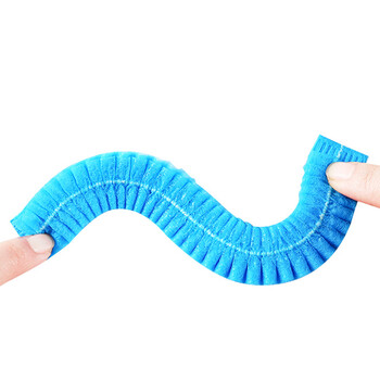 谋福 CNMF   8379-2 一次性头套 无纺布条形帽子 食品帽 保洁帽 卫生防尘帽100只装 （单筋防尘帽 蓝色款）