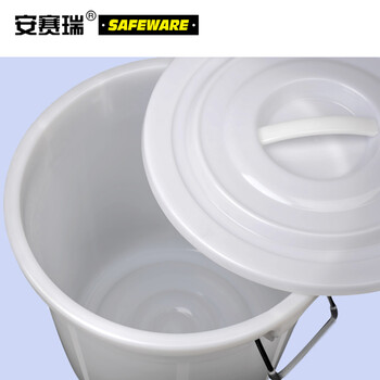 安赛瑞 大号塑料圆桶 大号圆形收纳桶 大容量水桶 食堂光盘环卫物业餐厨垃圾桶 160L 白色有盖 24390