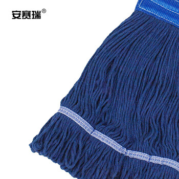 安赛瑞 棉线吸水美式加厚拖把夹式蜡拖 棉线打蜡墩布拖布 酒店餐厅医院用地拖 可拆洗 蓝色 24452