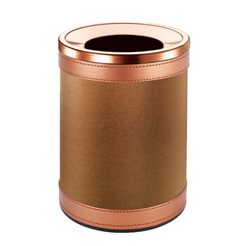 南 GPX-45QX-905 套皮房间桶 棕色皮纹 商用酒店宾馆客房套皮垃圾桶 房间桶 果皮桶 内桶容量9.4升