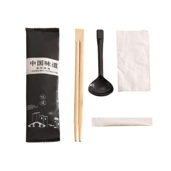 特美居 一次性筷子四件套餐具套装50只装外卖打包筷子勺子纸巾牙签独立包装四合一用具 TMJ-650