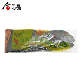 华特3601工业耐酸碱橡胶手套 防油防化耐腐蚀防护加厚胶手套 中袖45CM