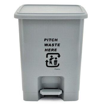 兰诗（LAUTEE）XD-15A 脚踏灰色垃圾桶 酒店宾馆商用带盖果皮箱 15L