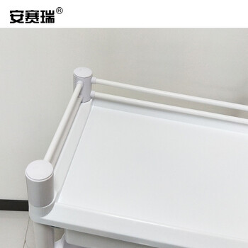安赛瑞 全塑收纳车 实验室可移动落地置物架收纳小推车治疗车换药车器械仪器台车 三层单抽 600816