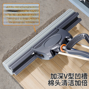 伊司达海绵拖把38cm家用拖布一拖净款免手洗强吸水胶棉拖把 2速软胶棉头