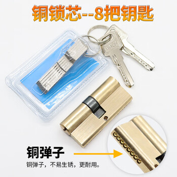 驼铃纵横 AQQJ0053 防盗门锁芯铜AB锁芯铜大门锁芯老式双面防撬铜弹子通用型 90偏32.5-57.5