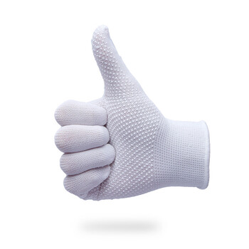 者也（ZYE）礼仪手套 加厚耐磨防滑尼龙点胶手套男女点塑手套 尼龙点塑防滑 白色12双