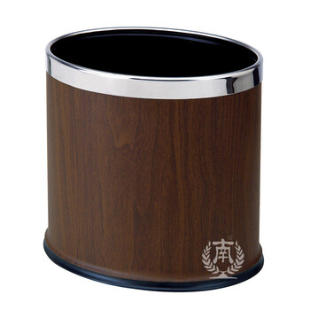 南 GPX-45B 南方椭圆双层垃圾桶 黑桃木色 商用酒店宾馆客房垃圾桶 房间桶 果皮桶 内桶容量10.33升