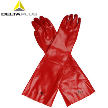 代尔塔（Deltaplus）201601 PVC防化手套加长版60cm 化学加工污染防护10码 1双