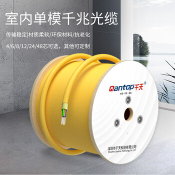 千天（Qantop）GJFJH-12B1室内单模千兆9/125束状光缆 100米