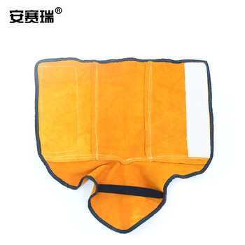 安赛瑞 电焊鞋套 牛皮护脚套护腿脚盖电焊工防烫 电焊工劳保防护脚套黄色长款均码 25624