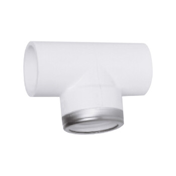 联塑（LESSO）内丝异径三通(带不锈钢箍)PVC-U给水配件白色 dn32XRC1/2＂