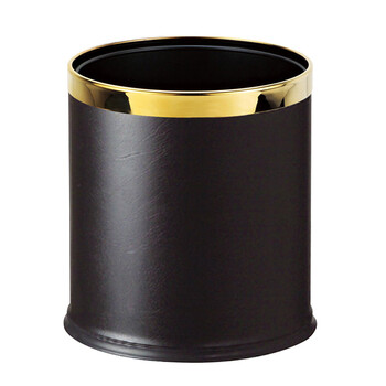 南 GPX-45 南方多层圆形套皮垃圾桶 金圈黑色皮纹 商用酒店宾馆客房垃圾桶 房间桶 果皮桶 内桶容量9.8升