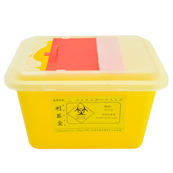 兰诗（LAUTEE）LQH-1001利器盒医院诊所药店实验室用锐器盒黄色垃圾桶 方形3L-10个装