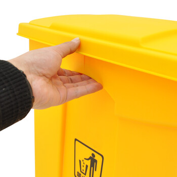 兰诗（LAUTEE）MJ18001 户外脚踏带盖垃圾桶 酒店宾馆商场翻盖果皮箱 30升黄色