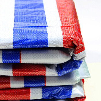 者也 三色彩条布防水防晒加厚双面覆膜防雨布装修户外遮阳布防尘塑料油布雨棚篷布花雨布 8*30米