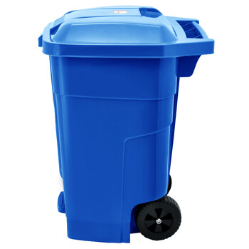 兰诗（LAUTEE）XD-50B 带轮脚踏果壳箱 商用户外垃圾桶酒店带盖果皮箱 50L蓝色