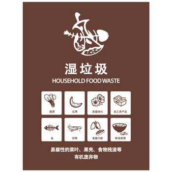 科力邦（Kelibang） 垃圾桶分类标识不干胶贴 上海干湿分类标签贴纸有害可回收标志50*40cm KBT005 四类套装