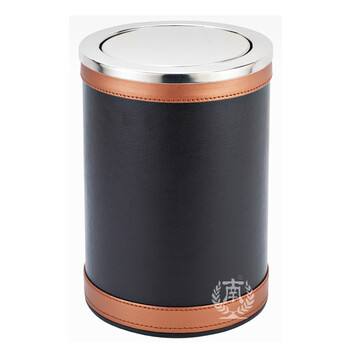 南 GPX-45P 翻盖套皮房间桶 黑色皮纹 商用酒店宾馆客房翻盖垃圾桶 房间桶 果皮桶 内桶容量9升