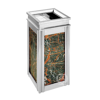 南 GPX-6A1 四菱角座地烟灰桶 南方垃圾桶酒店宾馆果皮桶带烟灰缸垃圾筒 中号镜钢 内桶容量11.7升